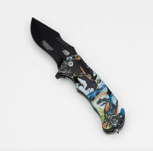Defender-Xtreme 8.5" Queen Dragon - Folding Knife With Belt Clip [13166]