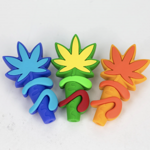 3" 710 marijuana leaf hand pipe [H303]