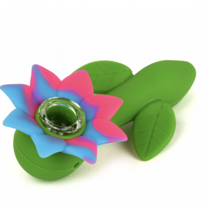 LIT Silicone 4.5" Flower Power Hand Pipe W/ Glass Bowl
