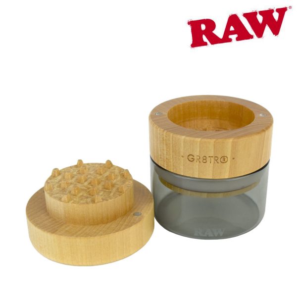 RAW WOOD TOP GRINDER w/ COLOR JAR BODY