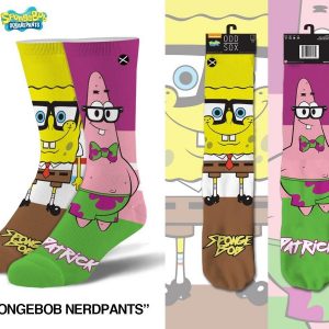 Spongebob Nerd Pants - Mens Crew Straight Down Socks