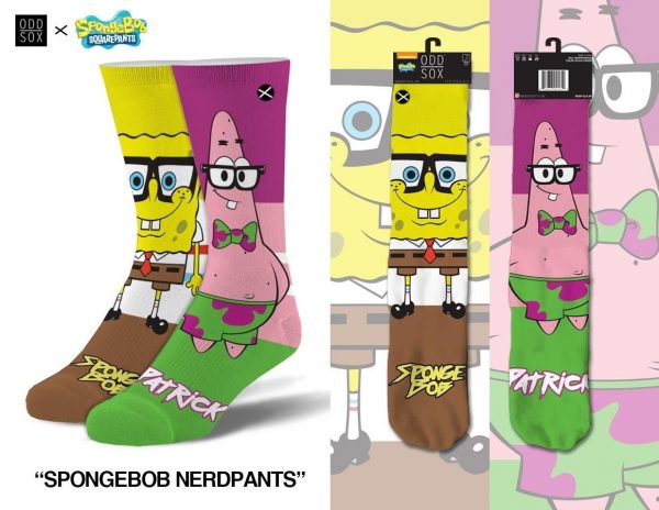 Spongebob Nerd Pants - Mens Crew Straight Down Socks