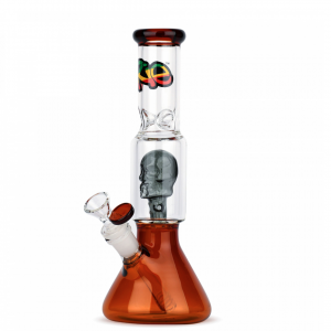 iRie 11" Tall Pink Dual Chamber Beaker Tube W/Skull Perc