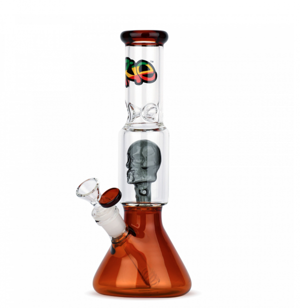 iRie 11" Tall Pink Dual Chamber Beaker Tube W/Skull Perc