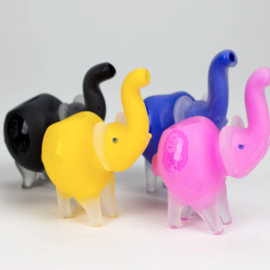 4.25" Elephant Frosted Glass Pipe - Assorted Colors [PIP187]