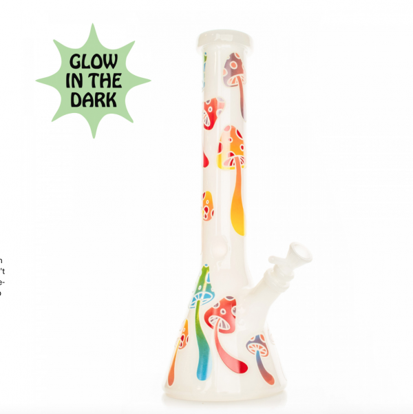 15" Glow-in-the-Dark Mushroom Magic Beaker Base Water Pipe