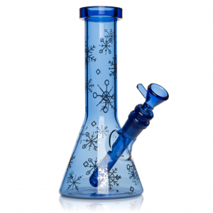Red Eye Glass® 8.5" Sapphire Blue Winter Wonderland Beaker Base Water Pipe