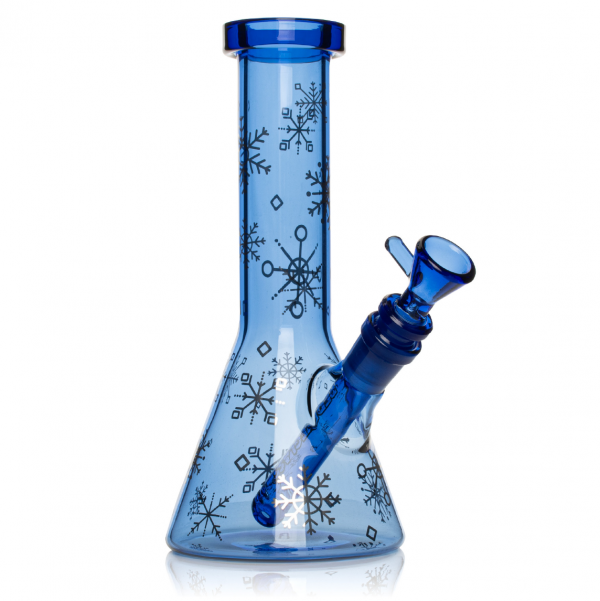 Red Eye Glass® 8.5" Sapphire Blue Winter Wonderland Beaker Base Water Pipe