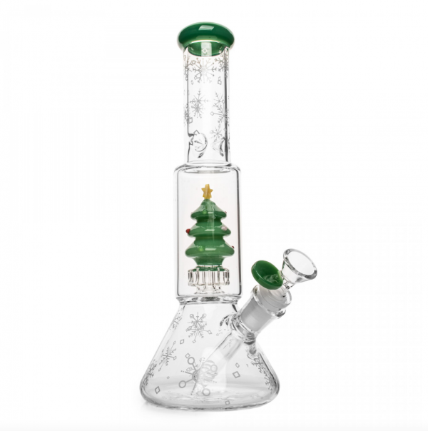 Red Eye Glass® 12" Christmas Tree Dual Chamber Beaker Base Water Pipe