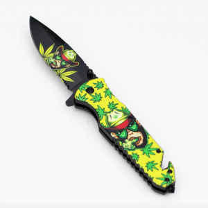 8.5" Monkey Design - Folding Knife W/ Belt Cutter