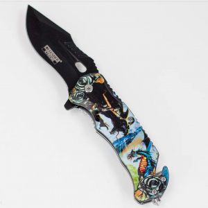 Defender Xtreme - 8.5" Queen Dragon Folding Knife With Belt Clip
