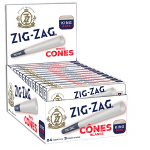 ZIG ZAG PRE-ROLLED CONES (3 PK) - WHITE - KING SIZE
