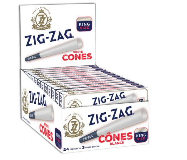 ZIG ZAG PRE-ROLLED CONES (3 PK) - WHITE - KING SIZE