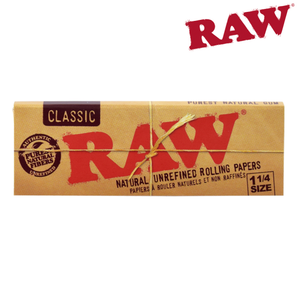 RAW CLASSIC NATURAL UNREFINED HEMP PAPERS 1 1/4 SIZE, PACK/50