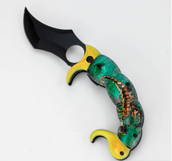 Tiger-USA® Pocket Knife Scorpion Tail Green and Yellow