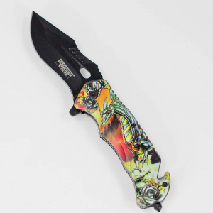 Defender-Xtreme 8″ Magic Dragon Folding Knife with belt clip