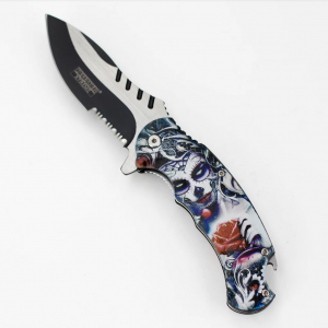 Defender-Xtream 8.5" Women with rose folding knife with bottle opener