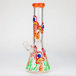 14" Resin 3D Glow in the dark artwork 7mm glass beaker water bong