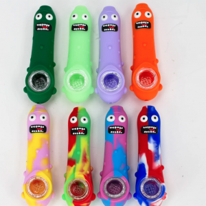 4.5" Cucumber Silicone hand pipe with glass bowl