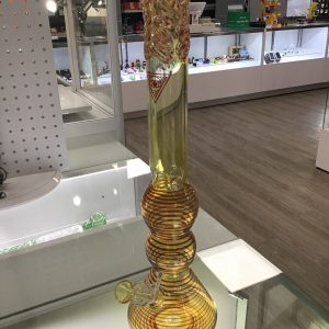 Red Eye Glass 17" Tall Green Cleopatra Beaker Tube W/Ice Pinch