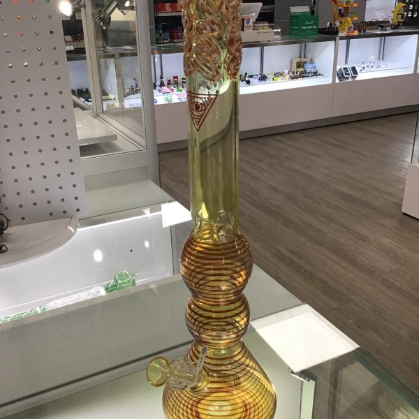 Red Eye Glass 17" Tall Green Cleopatra Beaker Tube W/Ice Pinch