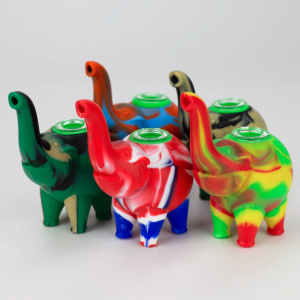 4.5" elephant Silicone hand pipe with glass bowl