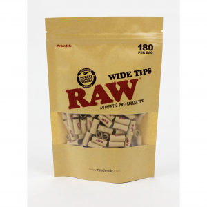 Raw Pre-rolled Wide Unbleached Tips Bag/180