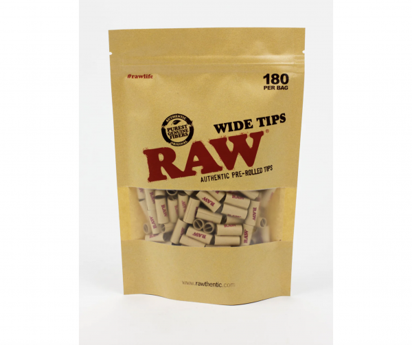 Raw Pre-rolled Wide Unbleached Tips Bag/180