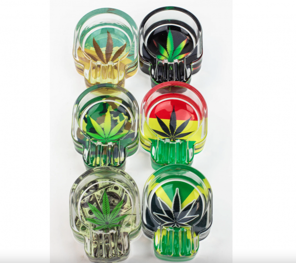 Skull shape glass ashtray