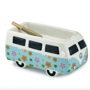 Ash Tray Ceramic Vintage Bus Flower Power