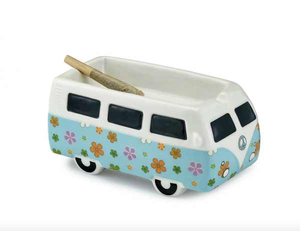 Ash Tray Ceramic Vintage Bus Flower Power