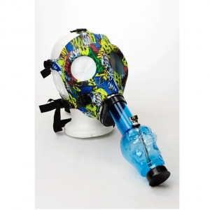 Full face graphic Silicone Gas Mask with acrylic bong