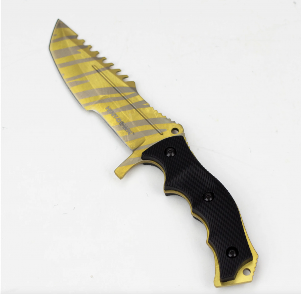 Hunt-Down 9.5" Hunting Knife Gold Color Full Tang Blade [9930]
