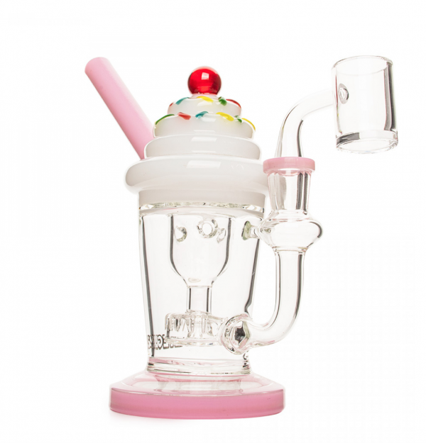 Red Eye Glass 8" Tall Milkshake Incycler Rig W/ Cherry on Top