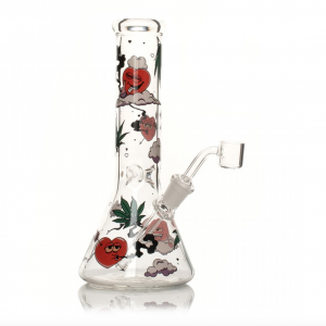 Red Eye Glass 8.5" Smokin' Hearts Concentrate Rig