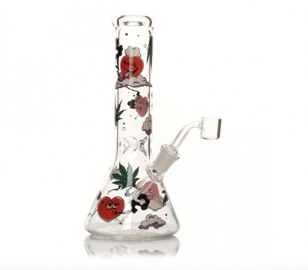 Red Eye Glass 8.5" Smokin' Hearts Concentrate Rig